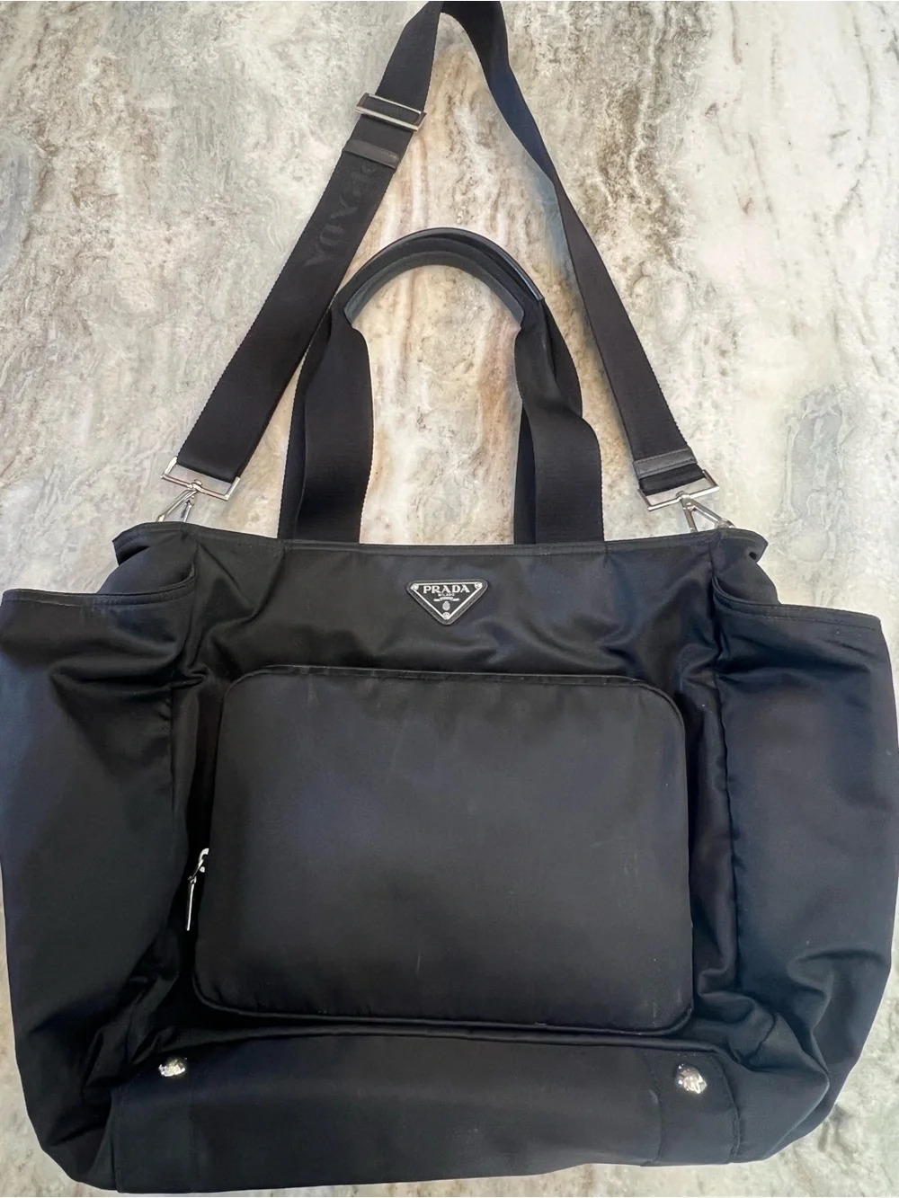 Prada Black Nylon Baby Bag Tote with Detachable Strap